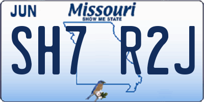MO license plate SH7R2J