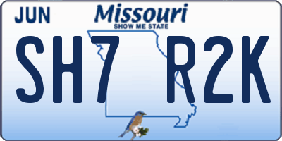 MO license plate SH7R2K