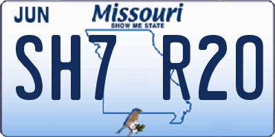 MO license plate SH7R2O