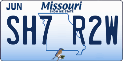 MO license plate SH7R2W