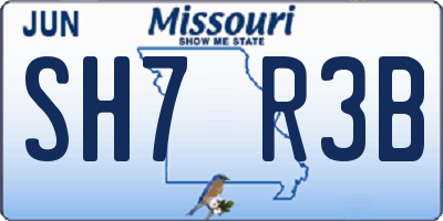 MO license plate SH7R3B
