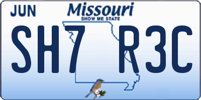 MO license plate SH7R3C