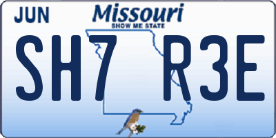 MO license plate SH7R3E
