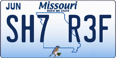 MO license plate SH7R3F