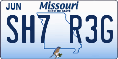 MO license plate SH7R3G