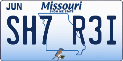 MO license plate SH7R3I