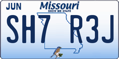 MO license plate SH7R3J