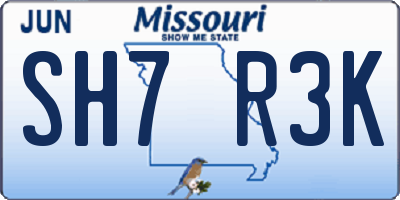MO license plate SH7R3K