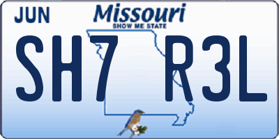 MO license plate SH7R3L