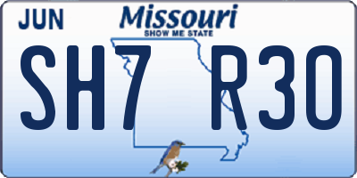 MO license plate SH7R3O