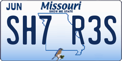 MO license plate SH7R3S