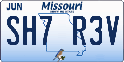 MO license plate SH7R3V