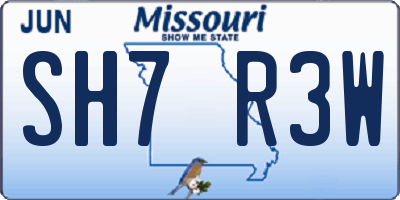 MO license plate SH7R3W