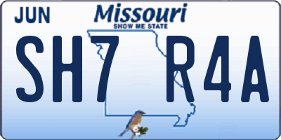 MO license plate SH7R4A