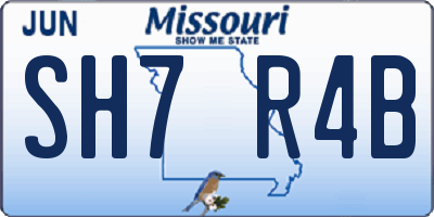 MO license plate SH7R4B