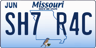 MO license plate SH7R4C