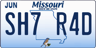 MO license plate SH7R4D