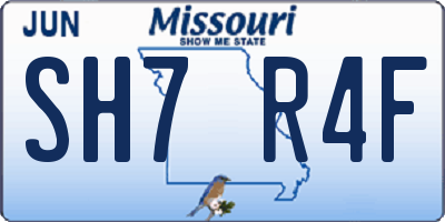MO license plate SH7R4F