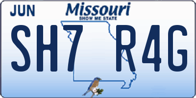 MO license plate SH7R4G