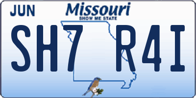 MO license plate SH7R4I