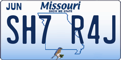 MO license plate SH7R4J