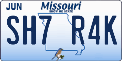 MO license plate SH7R4K