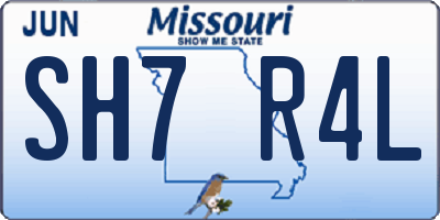 MO license plate SH7R4L
