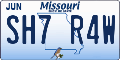MO license plate SH7R4W