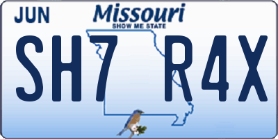 MO license plate SH7R4X