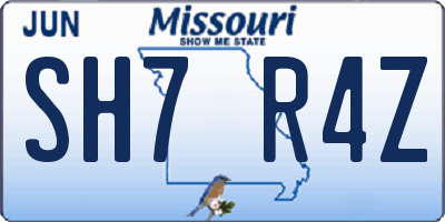 MO license plate SH7R4Z