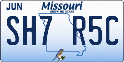 MO license plate SH7R5C