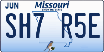 MO license plate SH7R5E