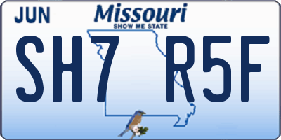 MO license plate SH7R5F