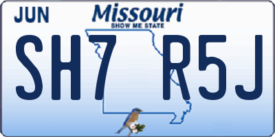 MO license plate SH7R5J