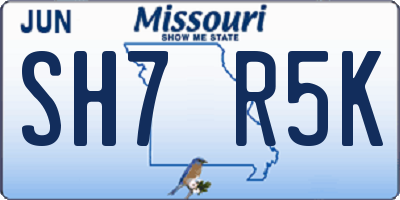 MO license plate SH7R5K