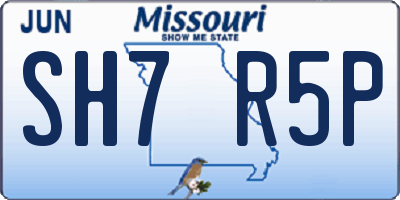 MO license plate SH7R5P