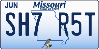 MO license plate SH7R5T