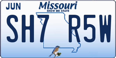 MO license plate SH7R5W