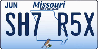 MO license plate SH7R5X