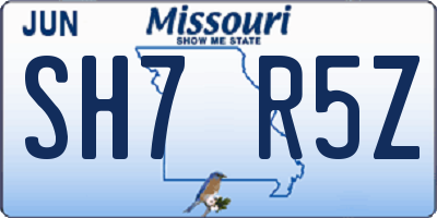 MO license plate SH7R5Z