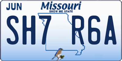 MO license plate SH7R6A