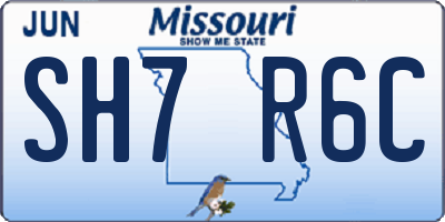 MO license plate SH7R6C
