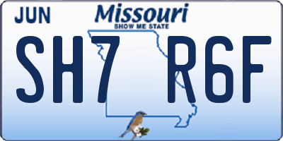 MO license plate SH7R6F