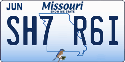 MO license plate SH7R6I
