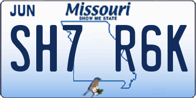 MO license plate SH7R6K