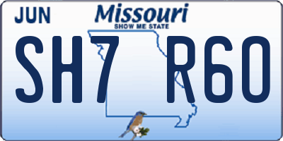 MO license plate SH7R6O