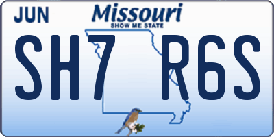 MO license plate SH7R6S