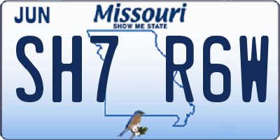MO license plate SH7R6W