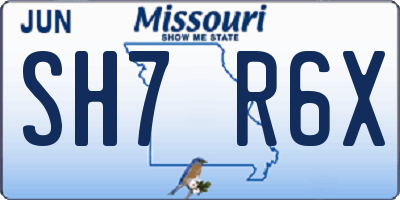 MO license plate SH7R6X