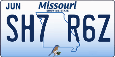 MO license plate SH7R6Z